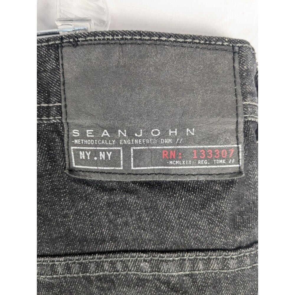 Sean John Denim Shorts Mens 46x14 Black Baggy Jean Jorts Y2K 2000s Streetwear - Picture 6 of 8